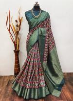 Soft Lichi Silk Multi Colour Festival Wear Printed Saree